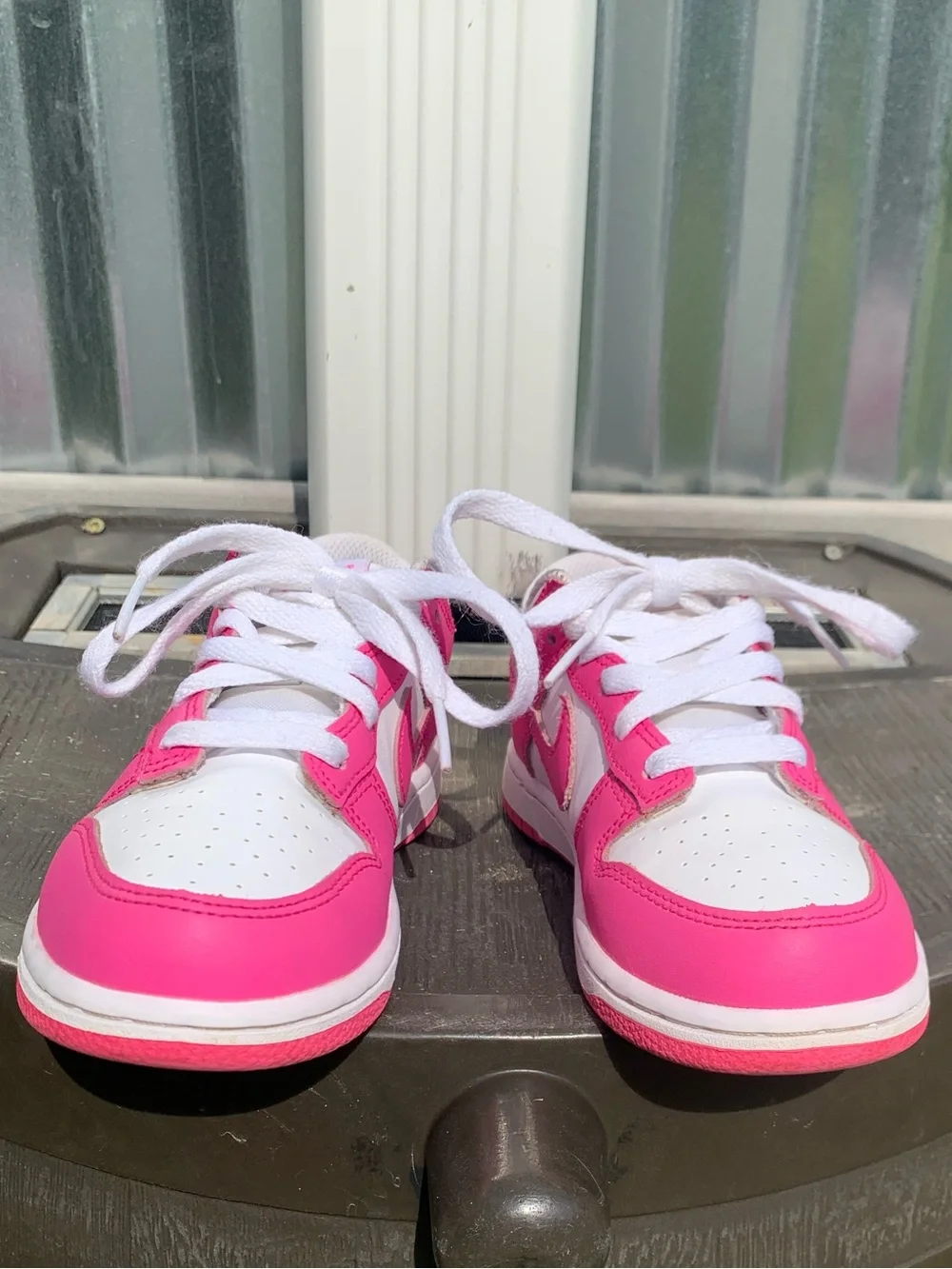 Kids Nike Pink and White Low-Top Dunk Sneakers Nike FB9108-102 Size 2Y